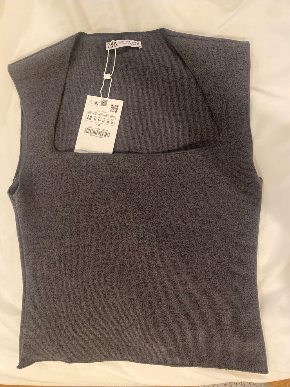 ZARA Charcoal Square-Neck Knit Tank
